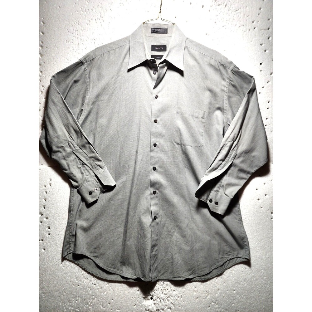 Claiborne Shirt Men XL Gray Long Sleeve Collared 100 % Cotton Formal Buttons Up